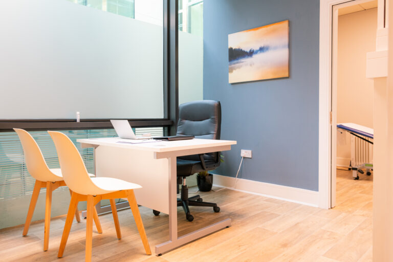A consultation room in Vasectomy.ie at Suite 16 Beacon Mall in Sandyford